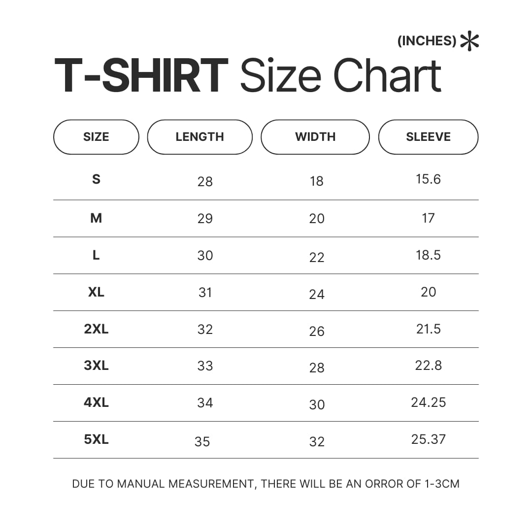 3D T shirt Size Chart - Chill Guy Dog Merch