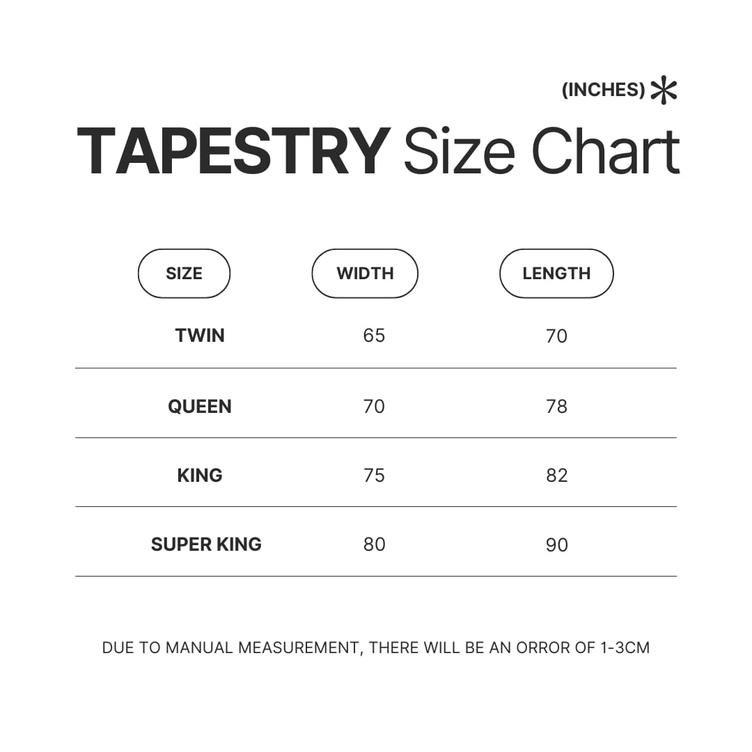 Tapestry Size Chart - Chill Guy Dog Merch