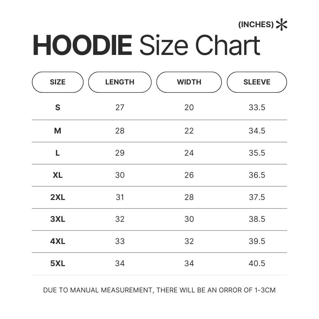 Hoodie Size Chart - Chill Guy Dog Merch